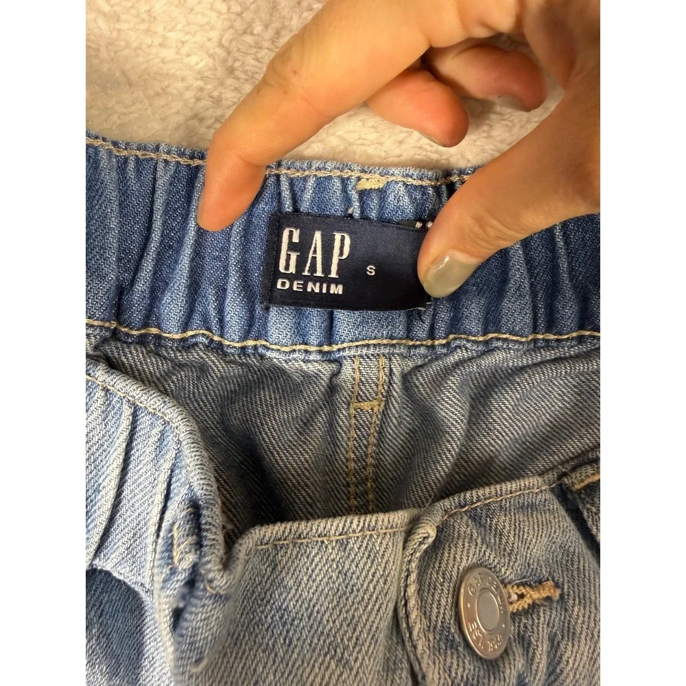 Gap Denim Shorts Womens Small Light Blue Excellent Elastic Waist Carpenter Style